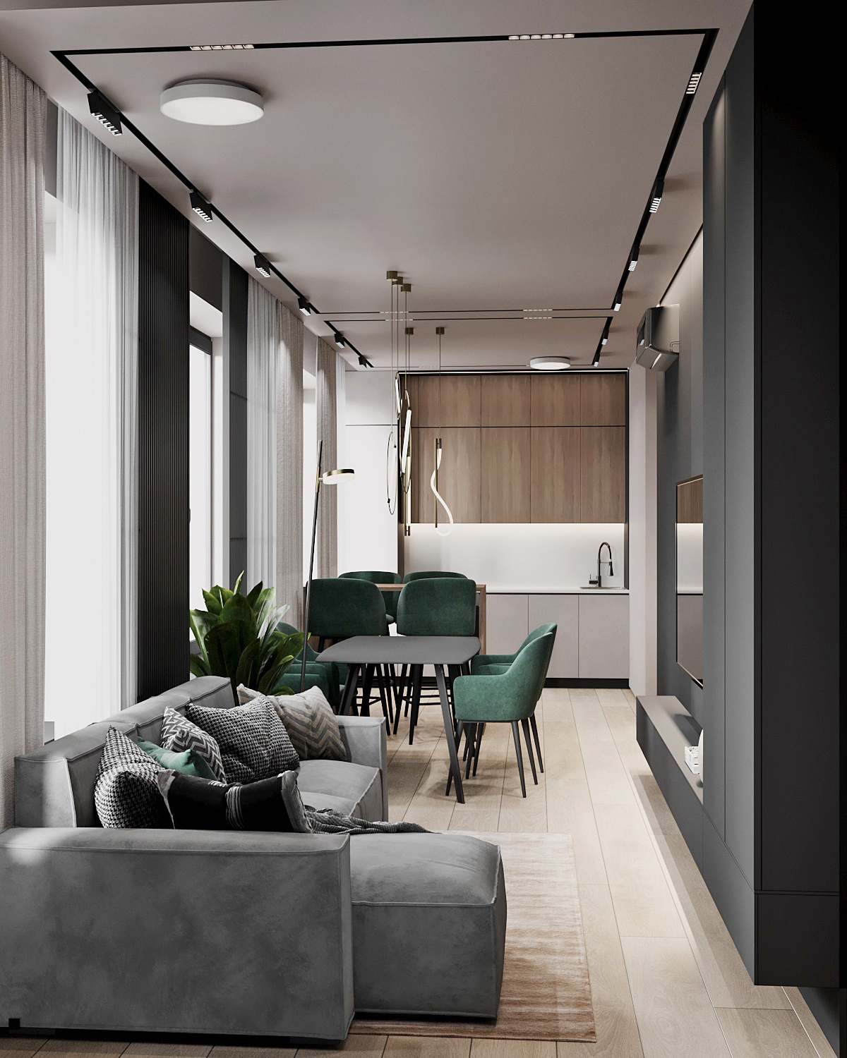 Элегантный интерьер квартиры  68 м² для двоих в Москве