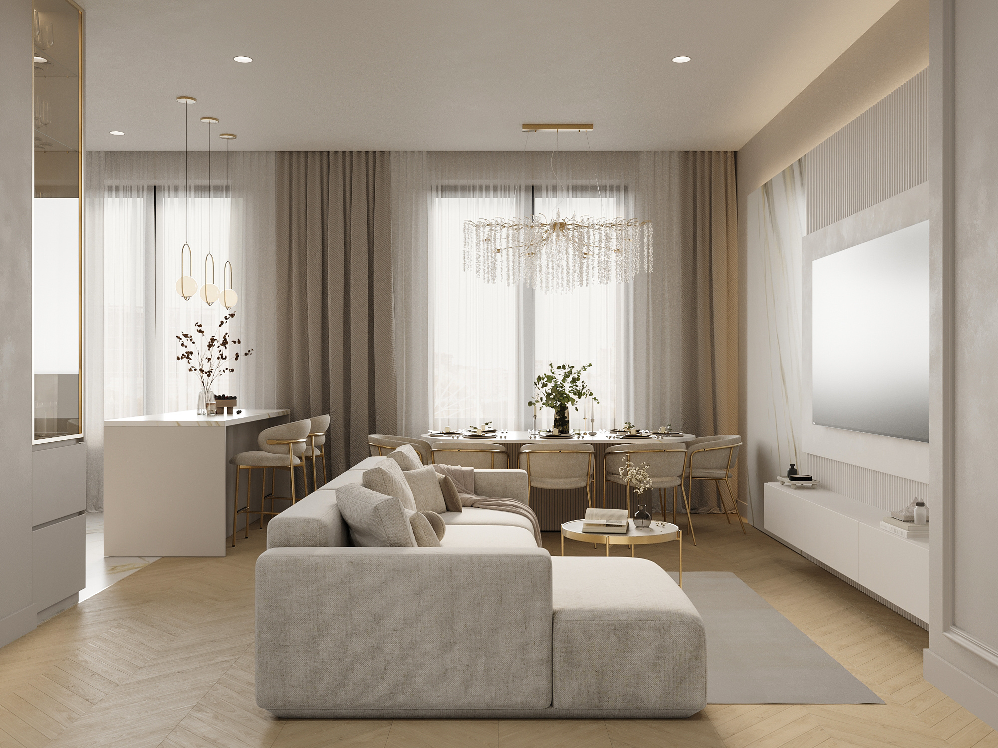 Современный интерьер для семьи с двумя детьми в ЖК бизнес-класса