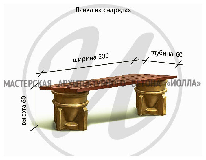 Благоустройство военного парка "Патриот" Лавка на снарядах