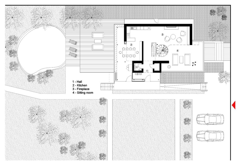 Houzz тур: Дом под Москвой с оригинальным пандусом и винтовой лестницей