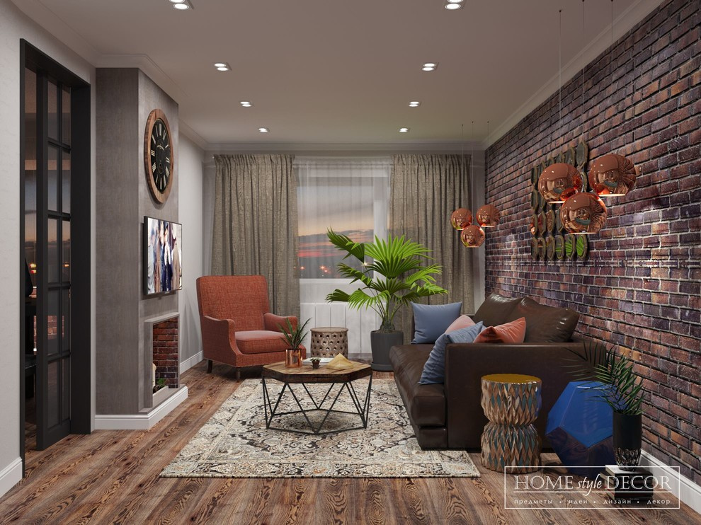 Дизайн интерьера квартиры для молодой пары, любящей историю и путешествия.