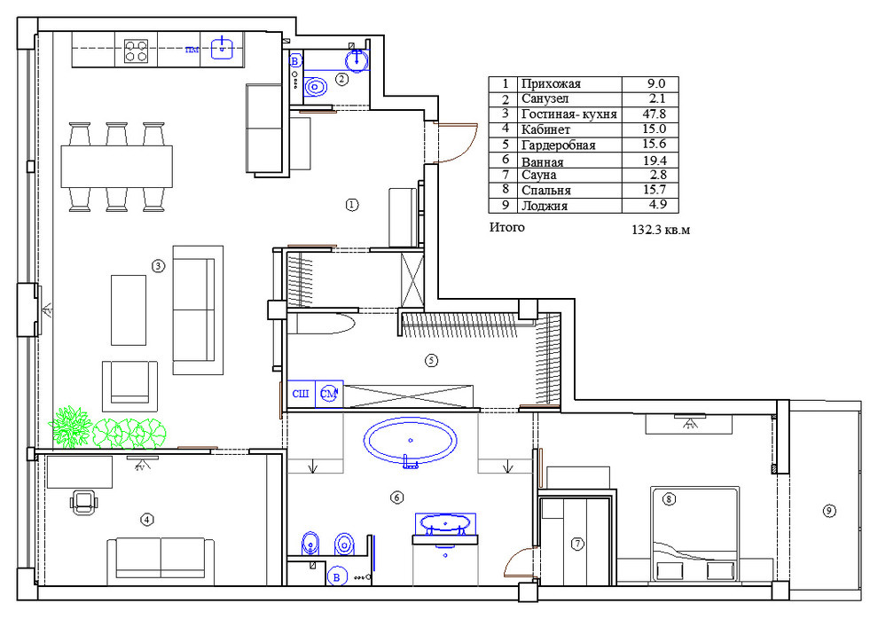 Квартира на Песочной Набережной, 2015г.