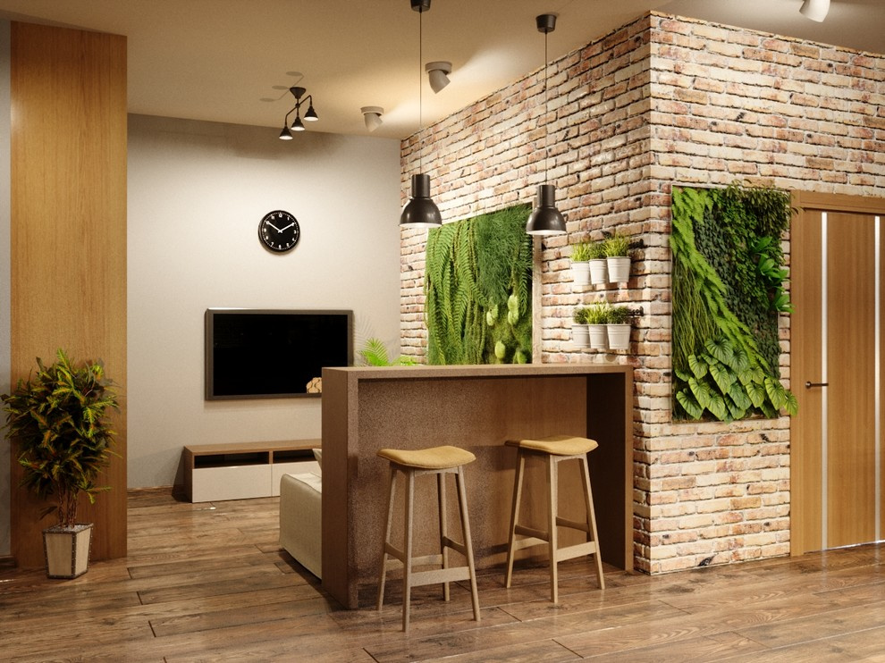 Квартира в стиле LOFT розовый кирпич