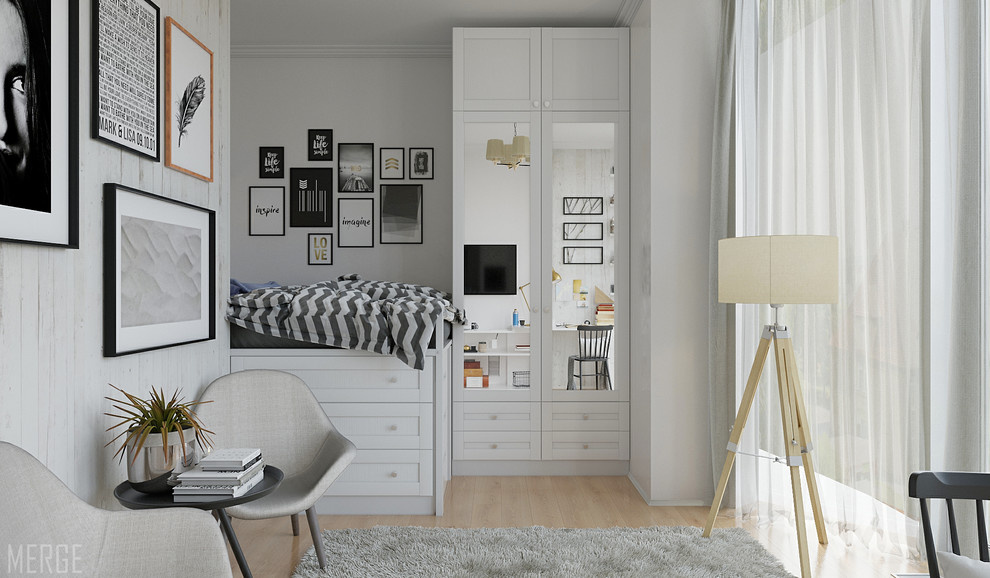 Обложка проекта: Маленькая квартира в скандинавском стиле 35 м²