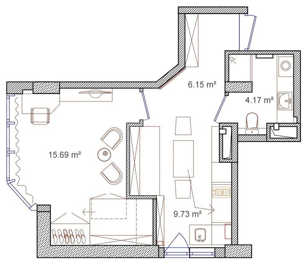 Маленькая квартира в скандинавском стиле 35 м²