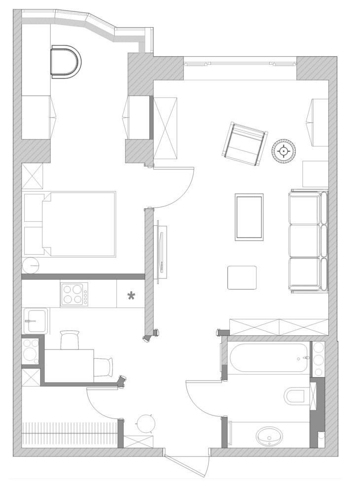 Белое, черное и яркие тона - реализованный проект квартиры в Москве.