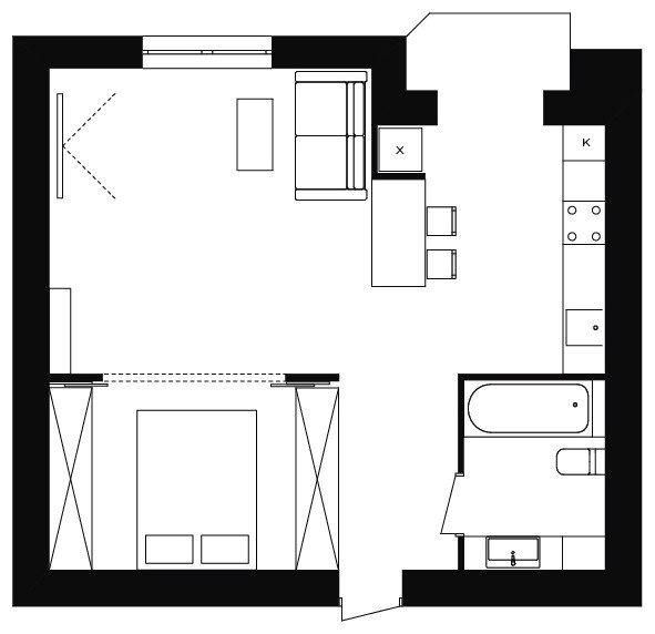 В закладки: 5 проектов для квартиры-студии 50 кв.м