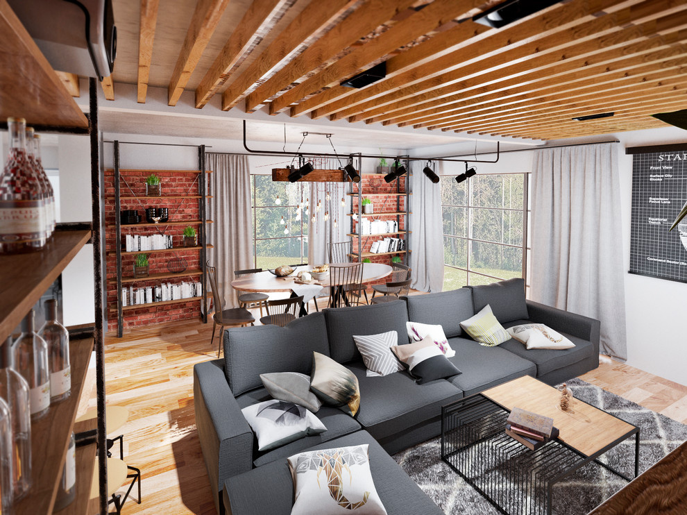 Интьерьер совмещенной кухни-гостиной в стиле Loft