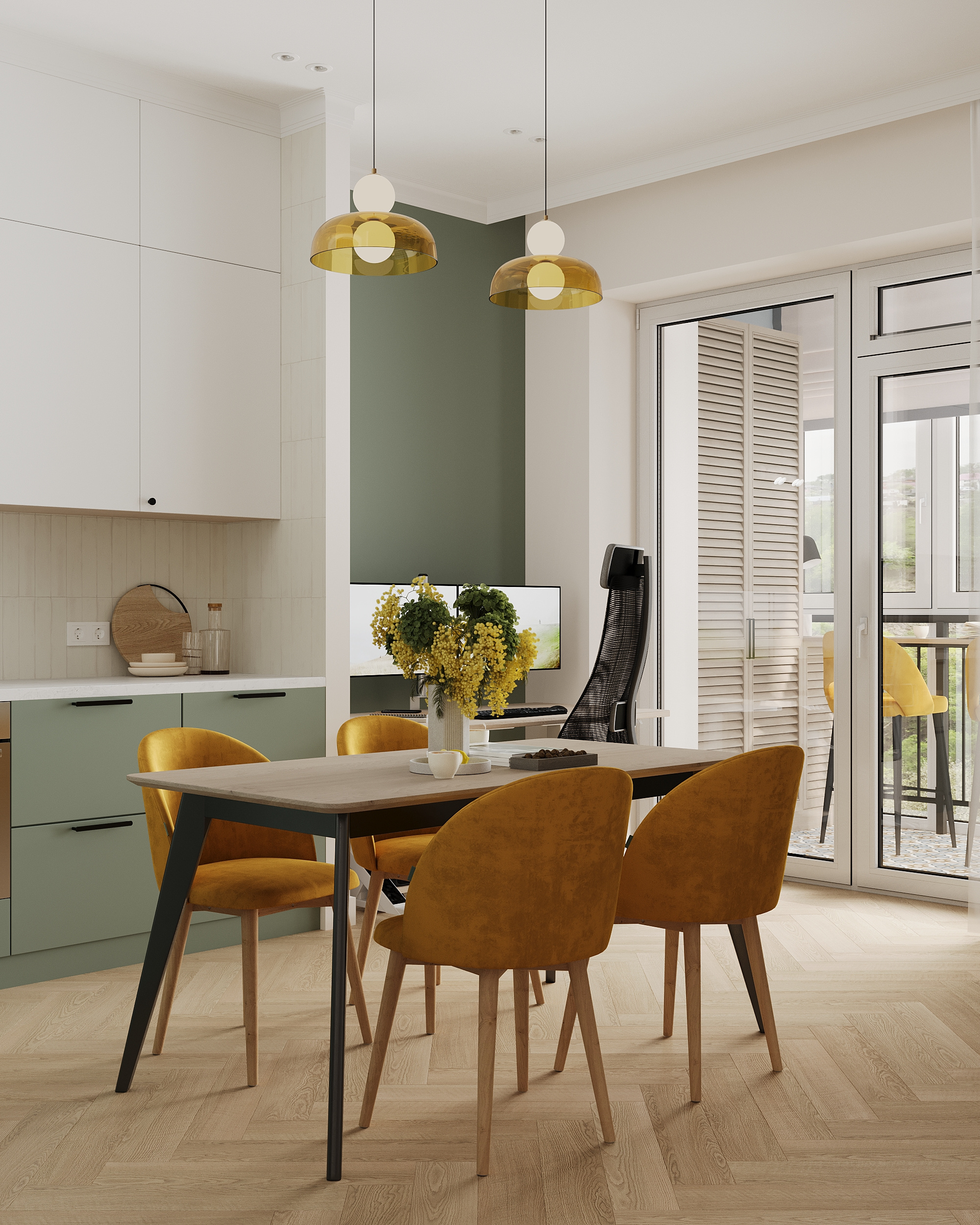 Яркая двушка с нотками сканди и ретро.