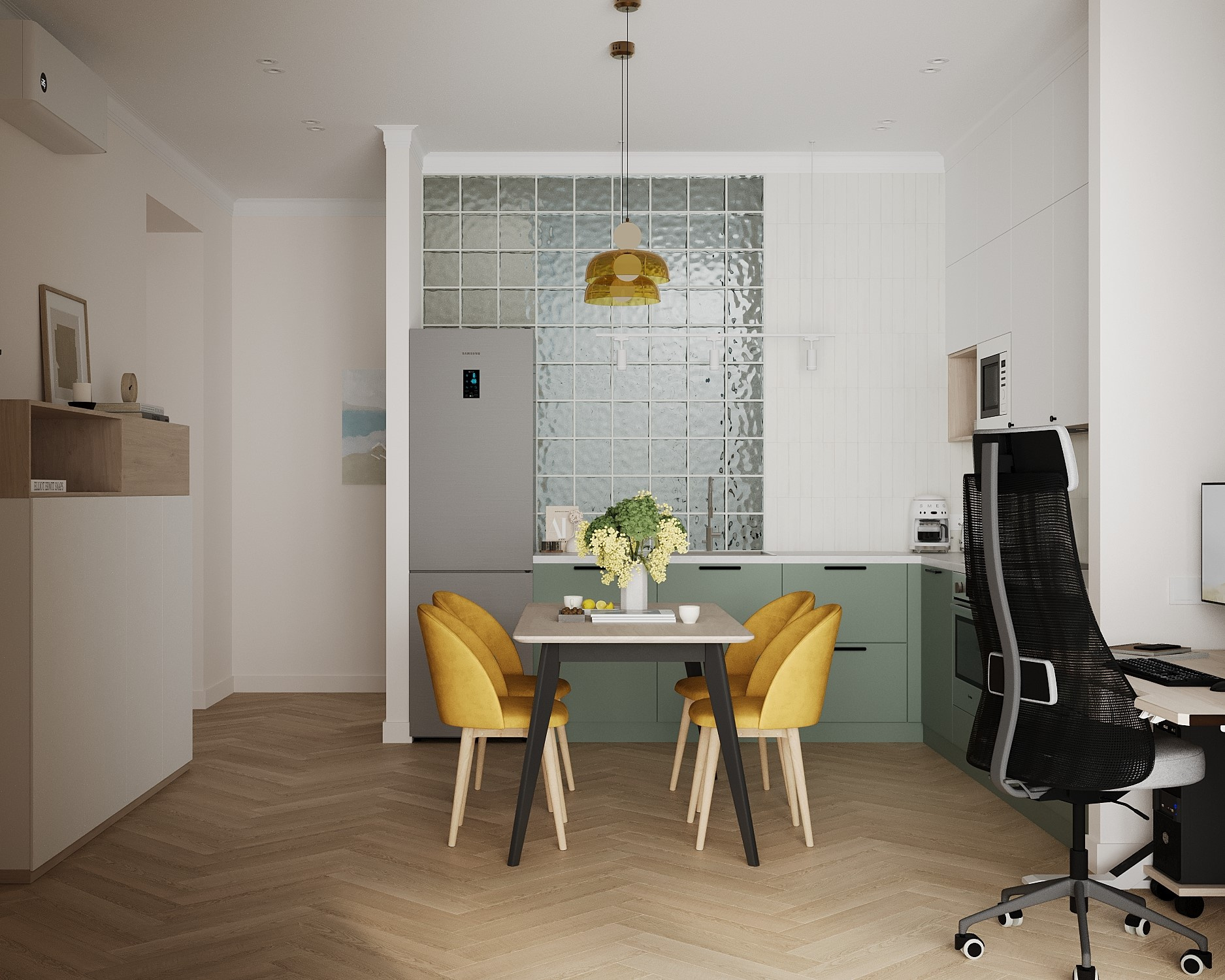 Яркая двушка с нотками сканди и ретро.