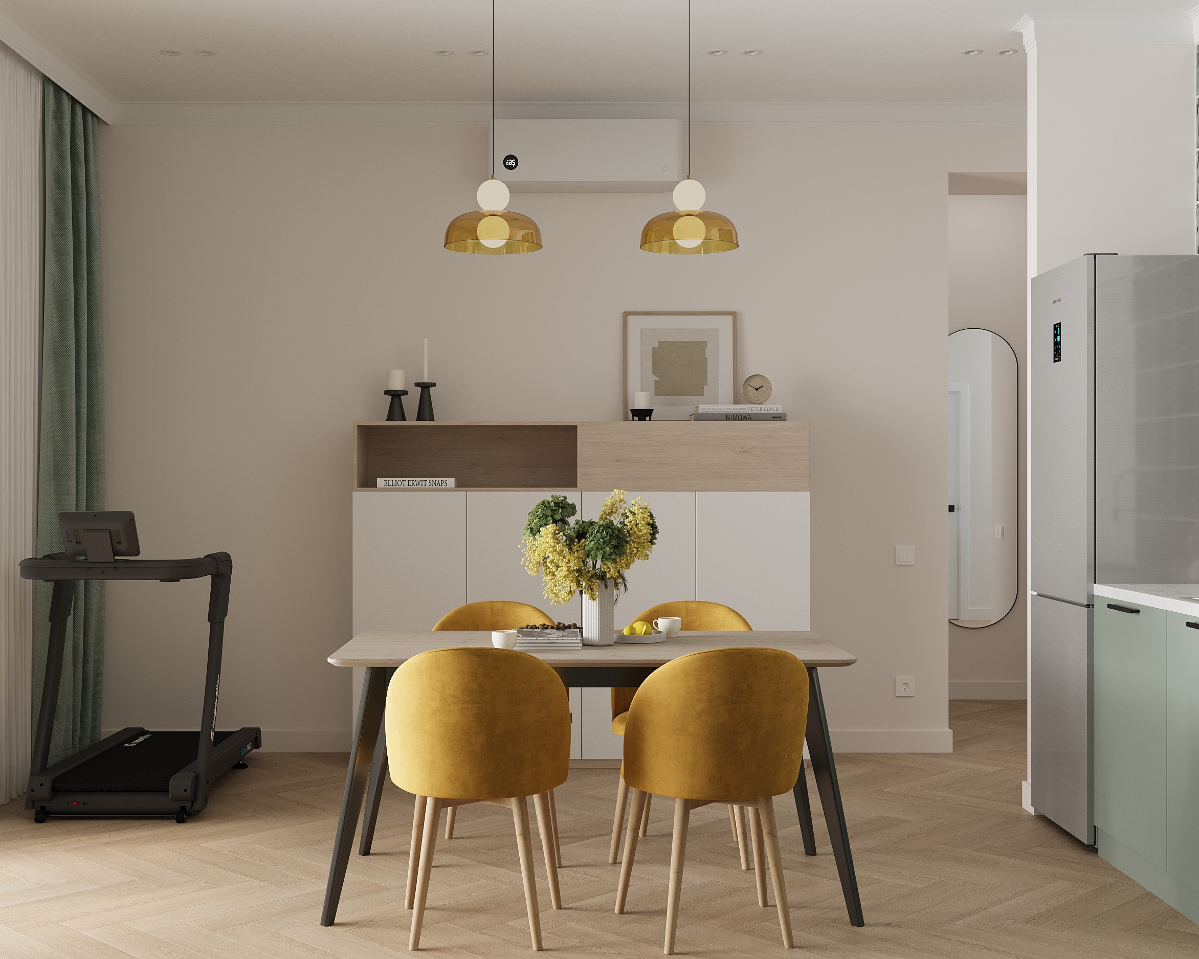 Яркая двушка с нотками сканди и ретро.