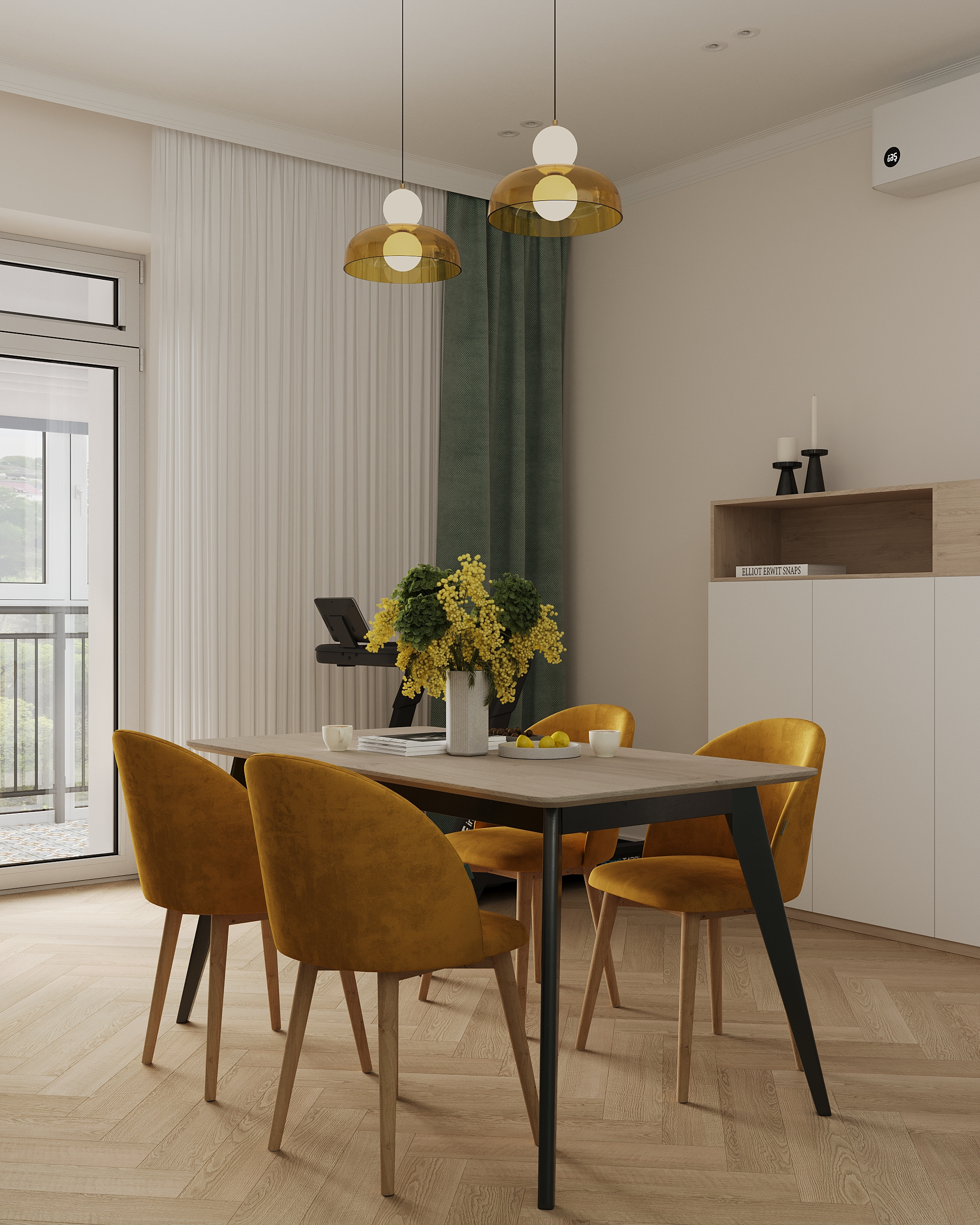 Яркая двушка с нотками сканди и ретро.