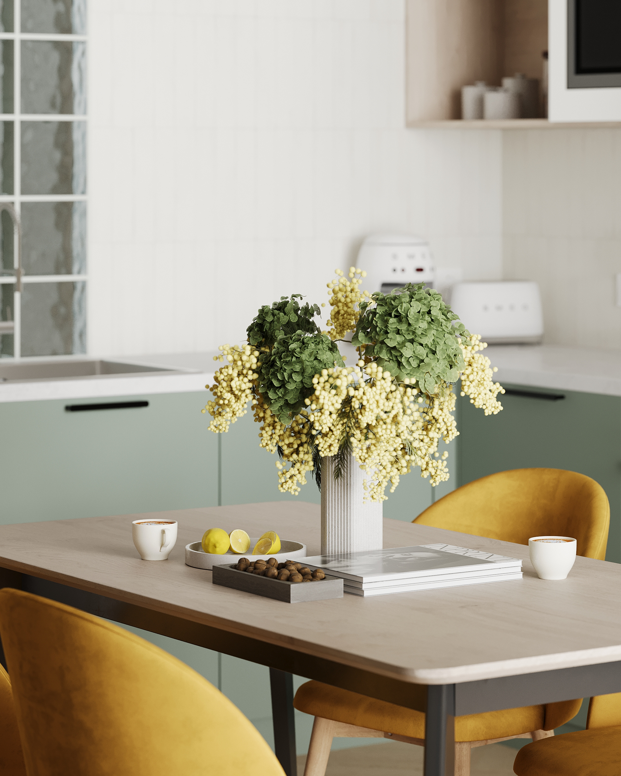 Яркая двушка с нотками сканди и ретро.