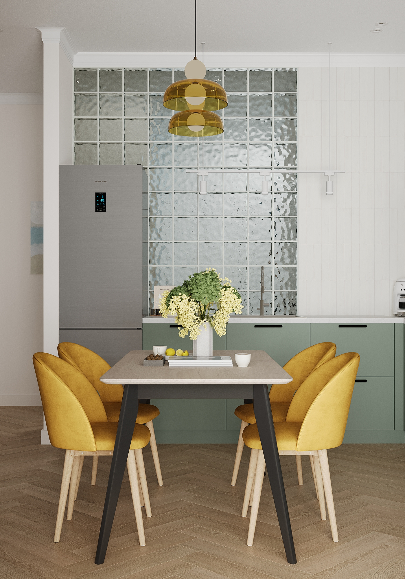 Яркая двушка с нотками сканди и ретро.