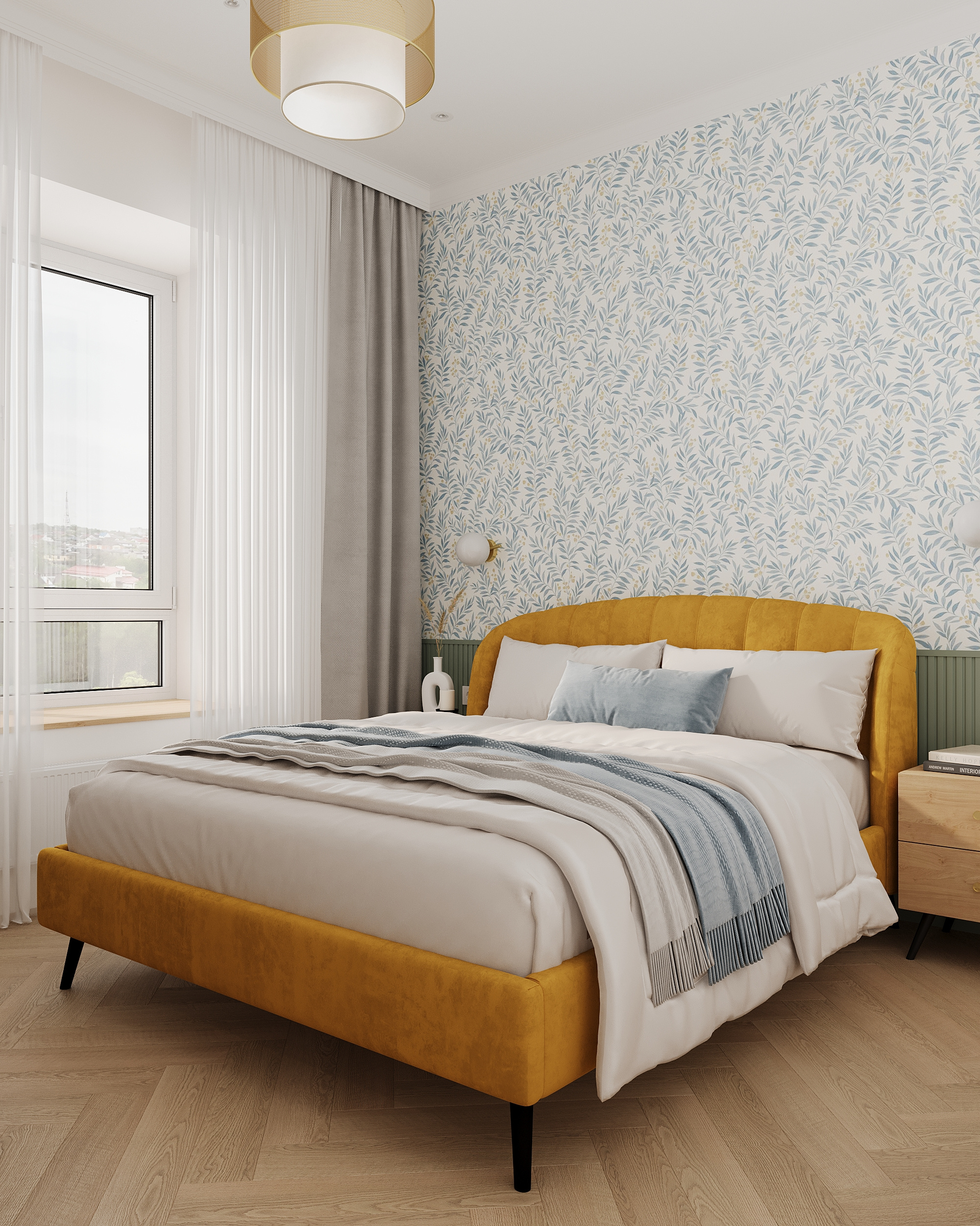 Яркая двушка с нотками сканди и ретро.