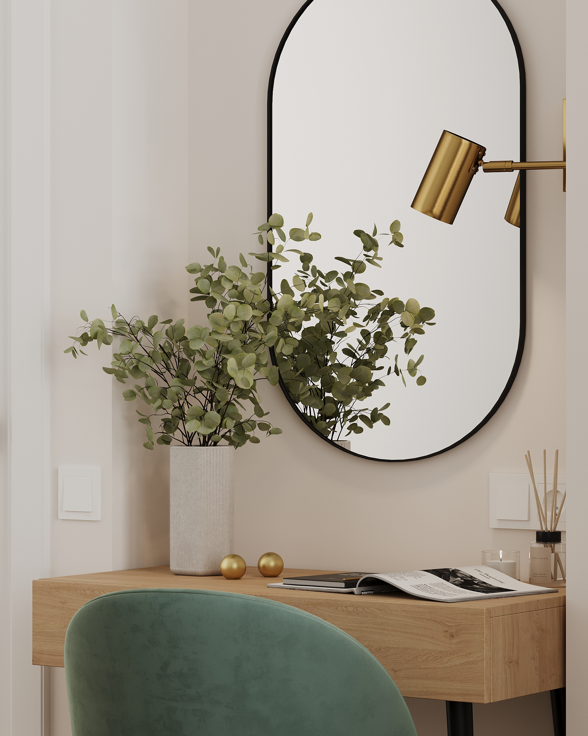 Яркая двушка с нотками сканди и ретро.