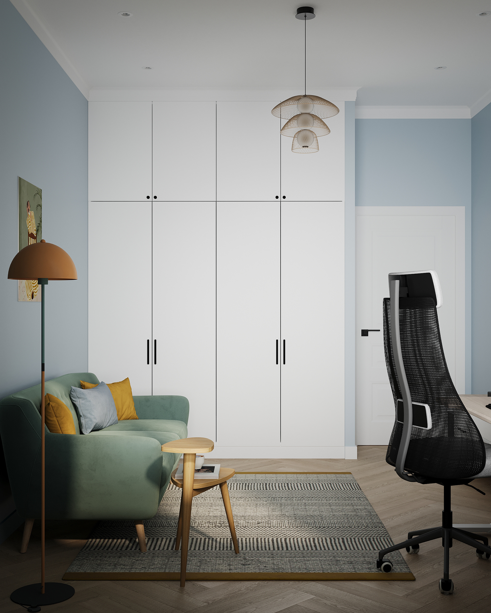 Яркая двушка с нотками сканди и ретро.