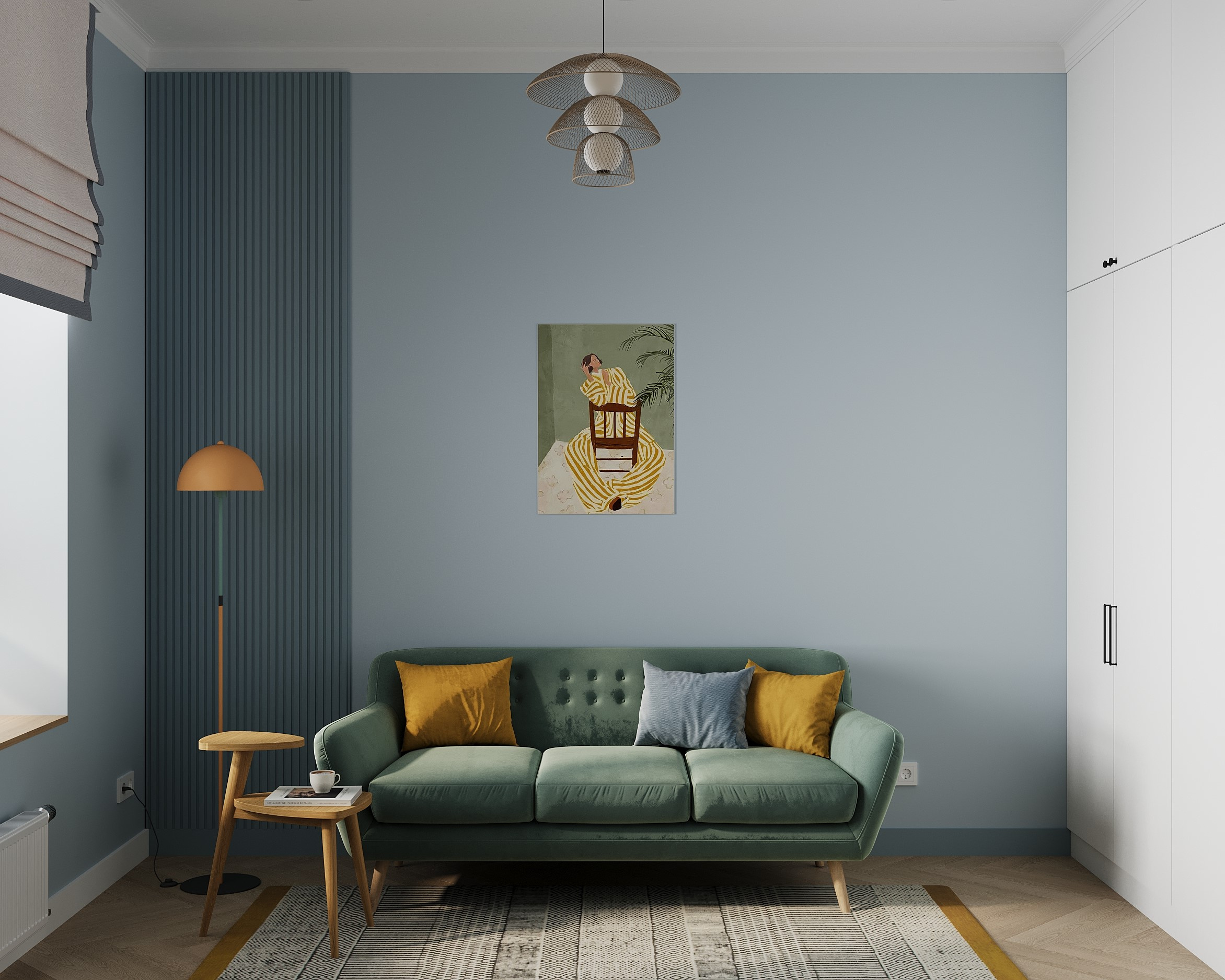 Яркая двушка с нотками сканди и ретро.