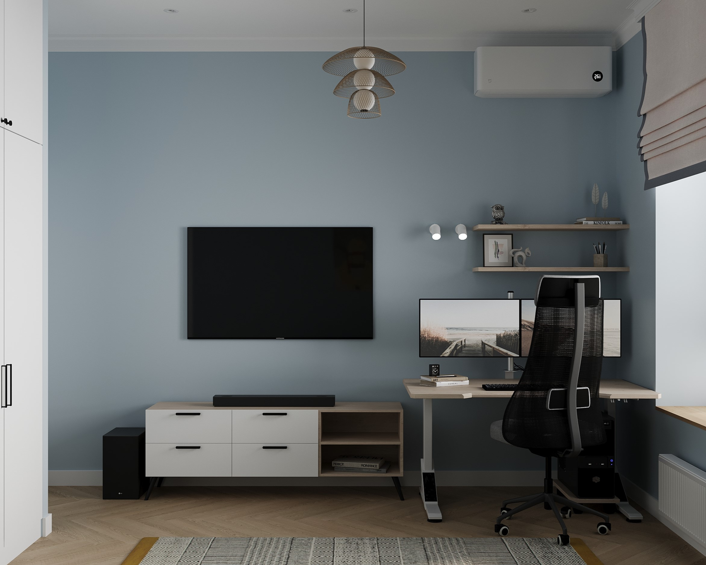 Яркая двушка с нотками сканди и ретро.