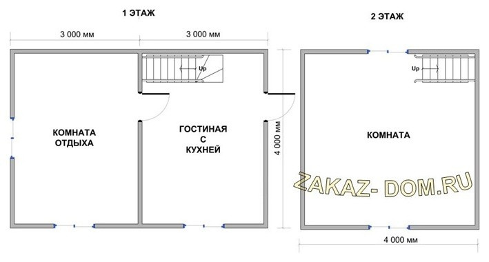 Дом из бруса с мансардой (4х6 м) - Проект № 2Д-1