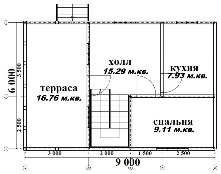 "Истра" - проект дома из бруса 6х6 с террасой 6х3