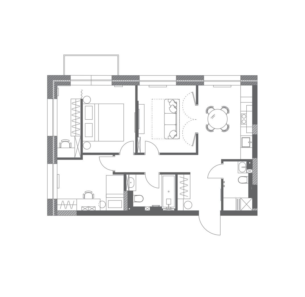 Современная квартира с элементами mid-century в ЖК Шагал