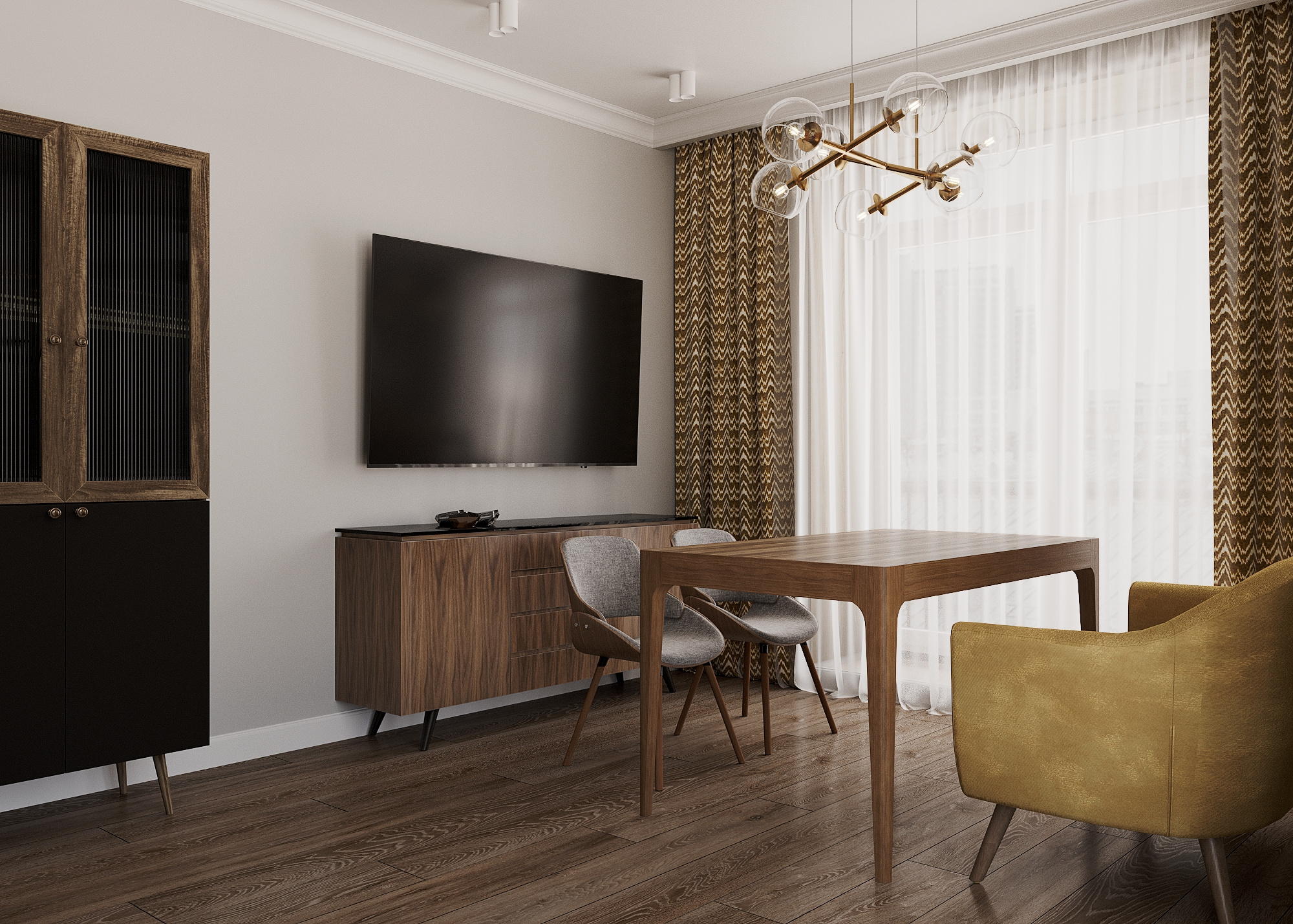 Кухня-столовая в стиле мидсенчури