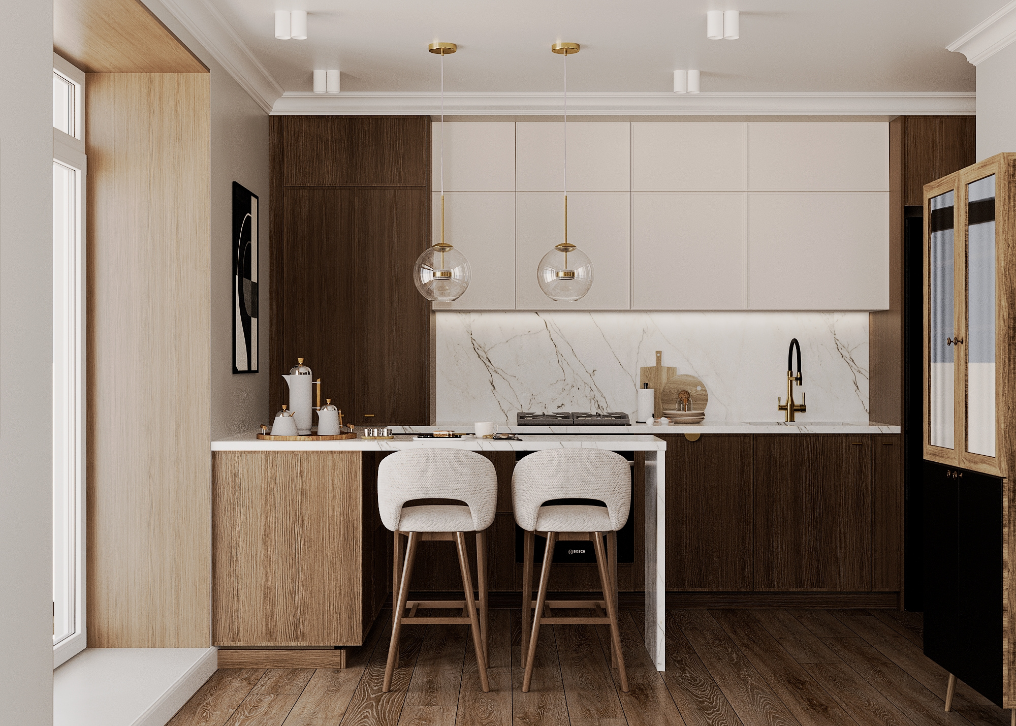 Кухня-столовая в стиле мидсенчури