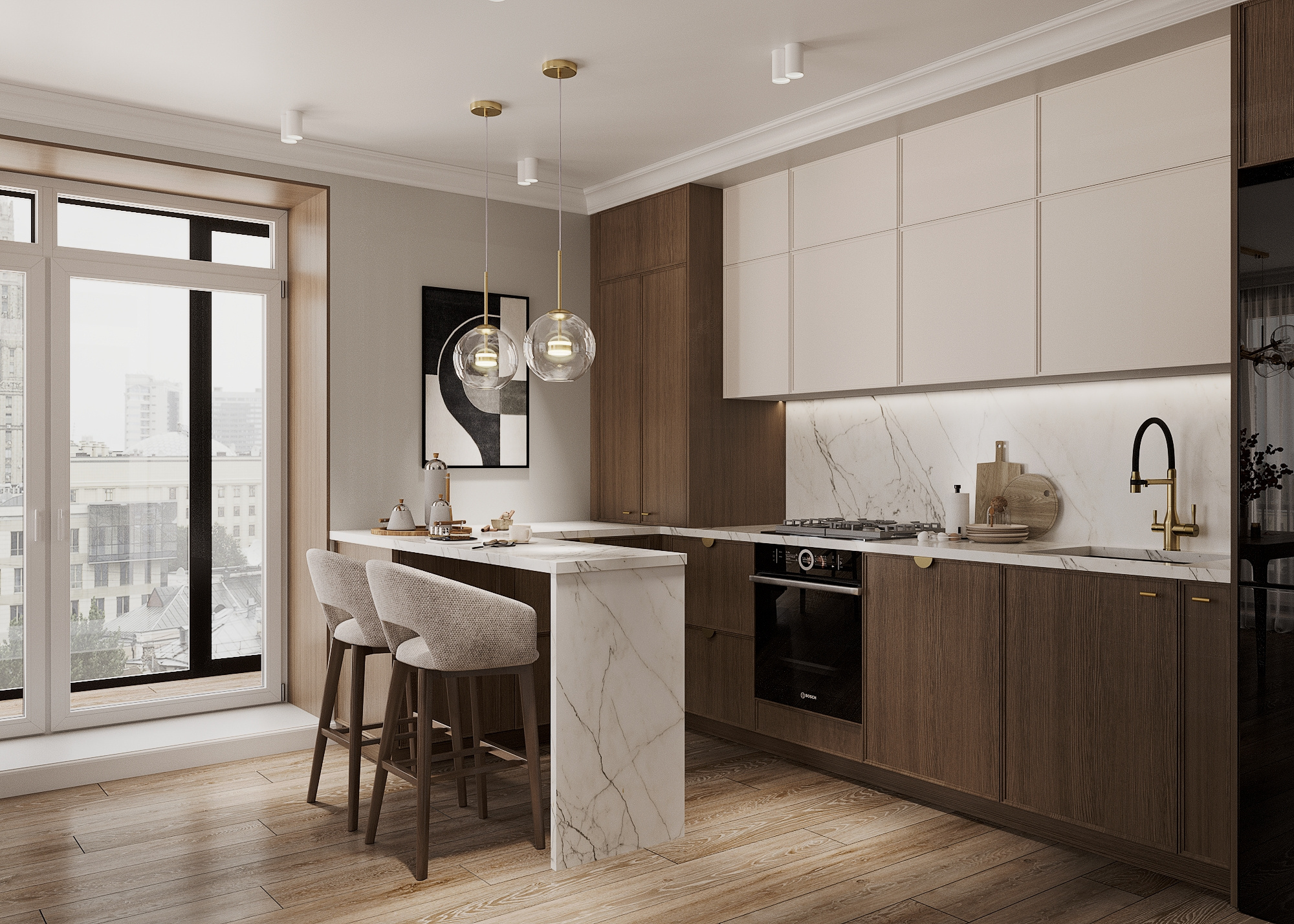 Кухня-столовая в стиле мидсенчури