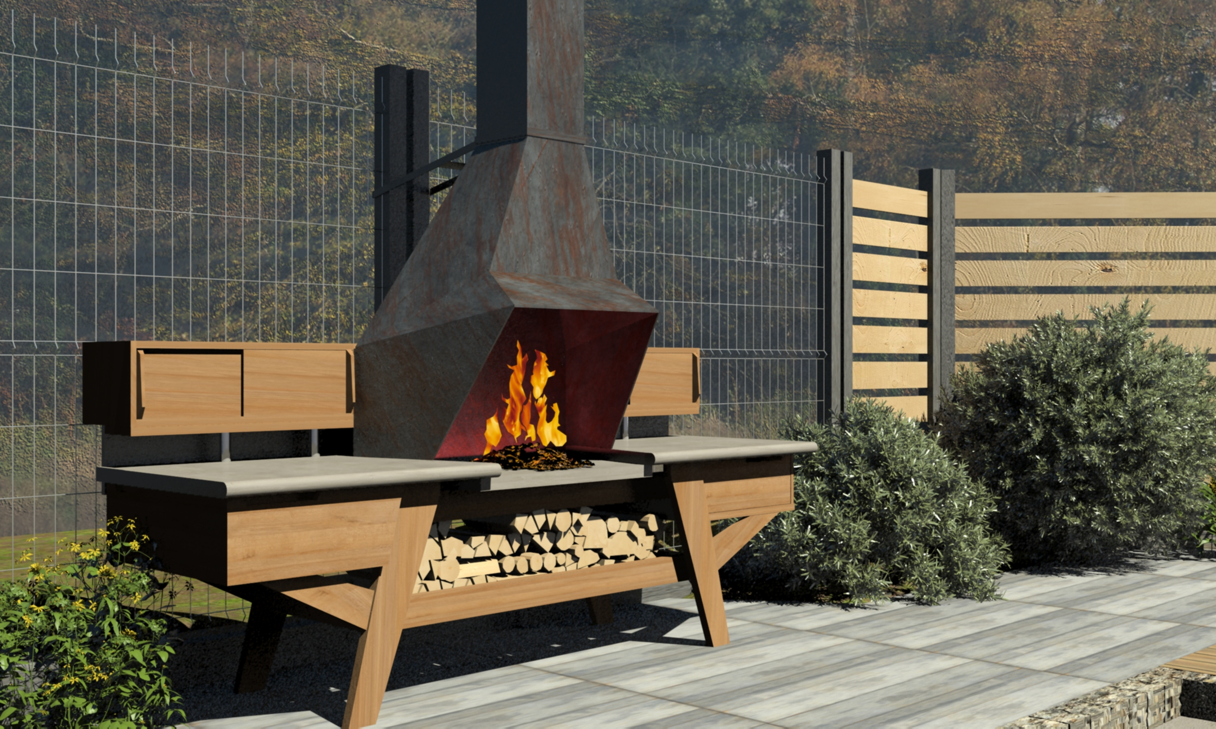 Обложка проекта: Проект кухни для садовой террасы. Проект колпака для костровой чаши.