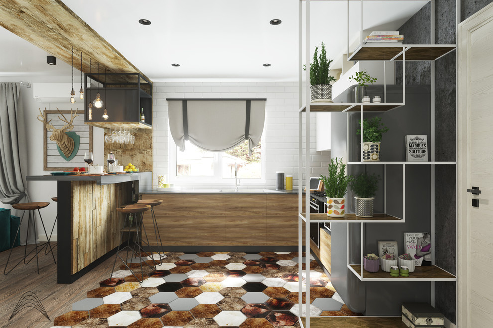 Гостиная & кухня. LOFT.