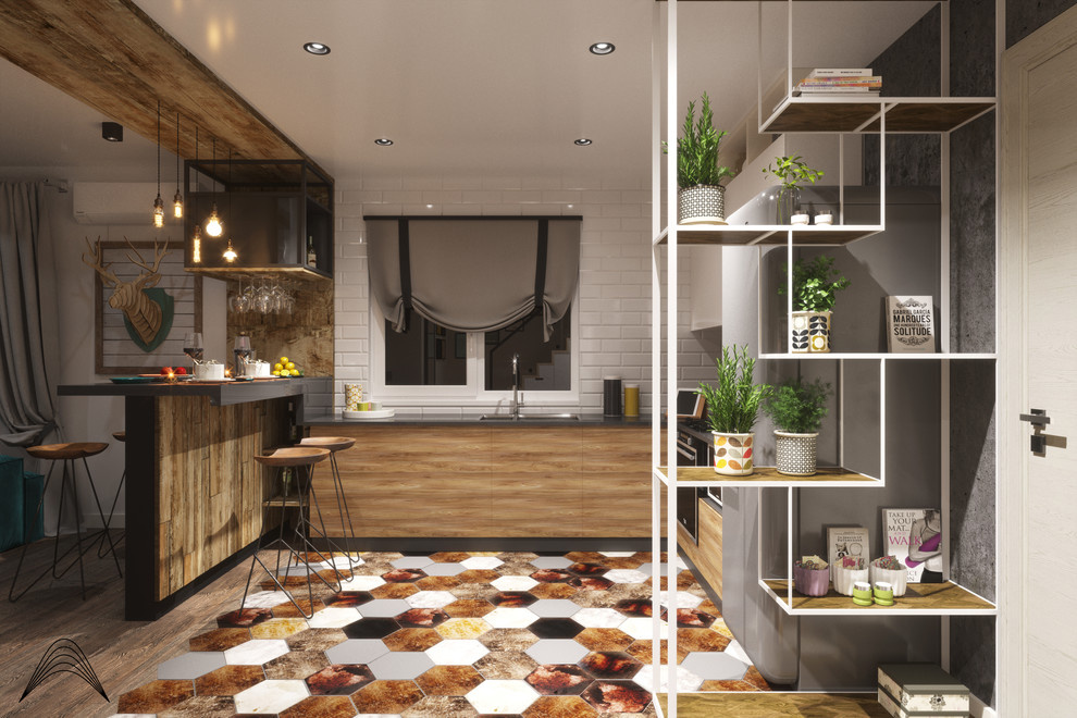 Гостиная & кухня. LOFT.