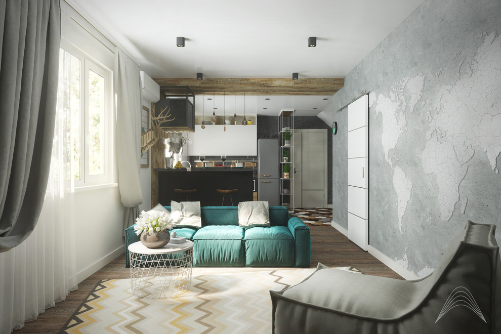 Гостиная & кухня. LOFT.