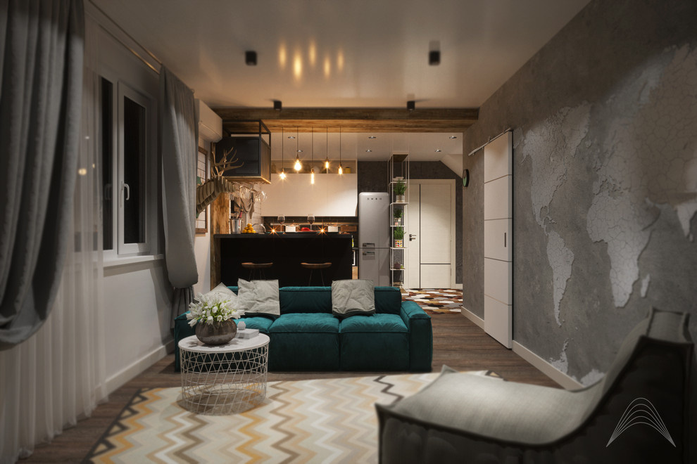 Гостиная & кухня. LOFT.