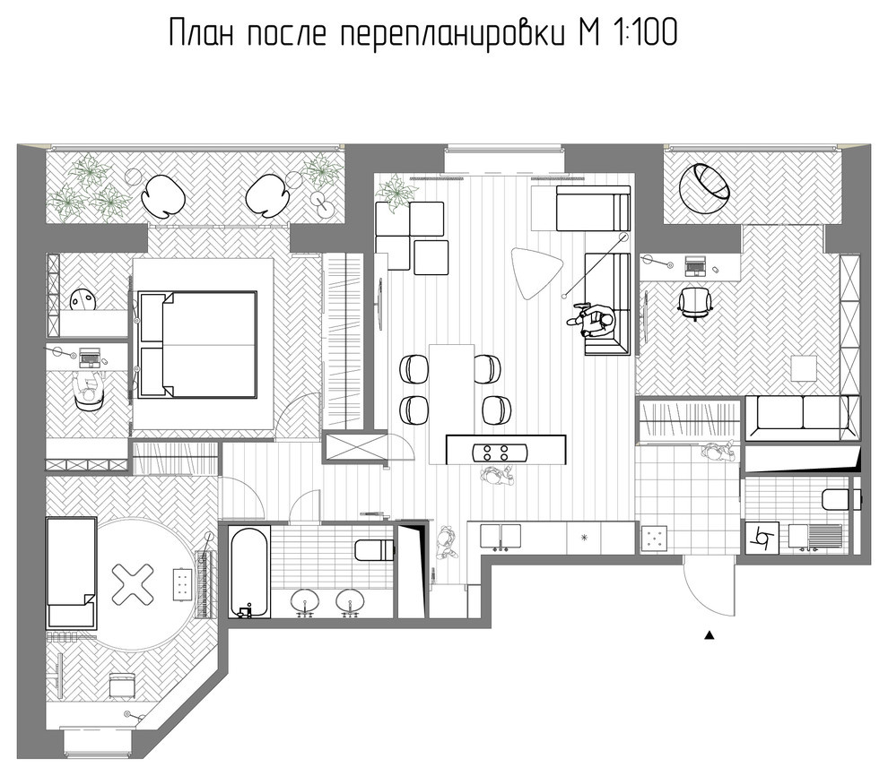 Перепланировка двухкомнатной квартиры в Санкт-Петербурге