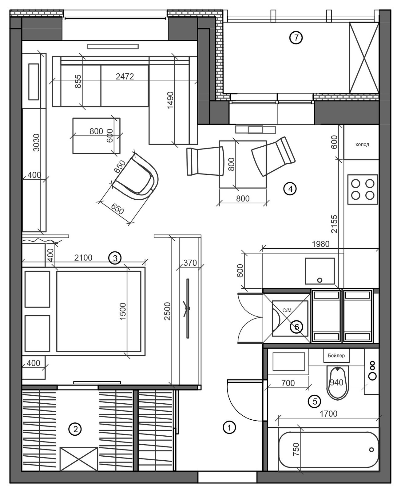 1-ком. квартира в ЖК Пулковский 36 м.кв. Планировка квартиры
