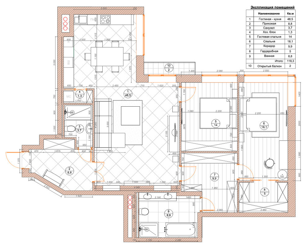 Квартира в ЖК "Дубровская Слобода" общей площадью 120 кв.м.