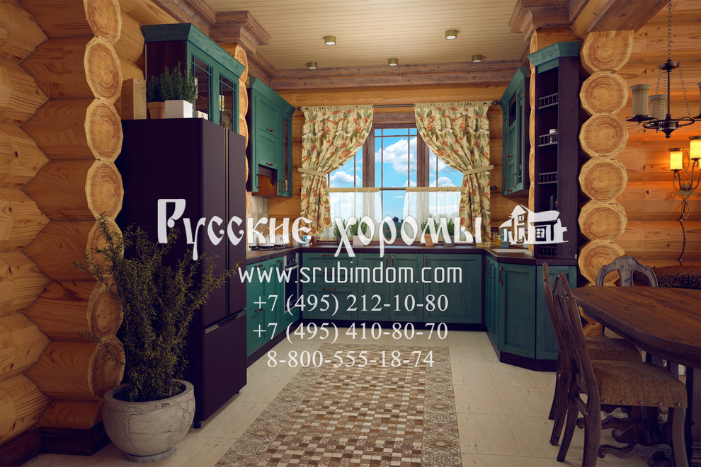Интерьер кухни в рубленном доме