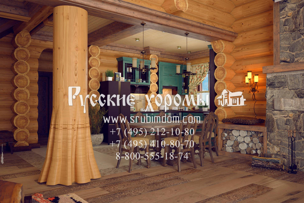 Дизайн проект гостиной в деревянном доме