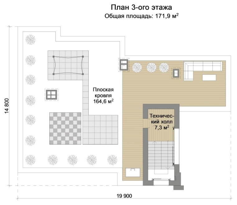 Эко-урбанистический дом с эксплуатируемой кровлей: проект Норден (461 кв.м.)