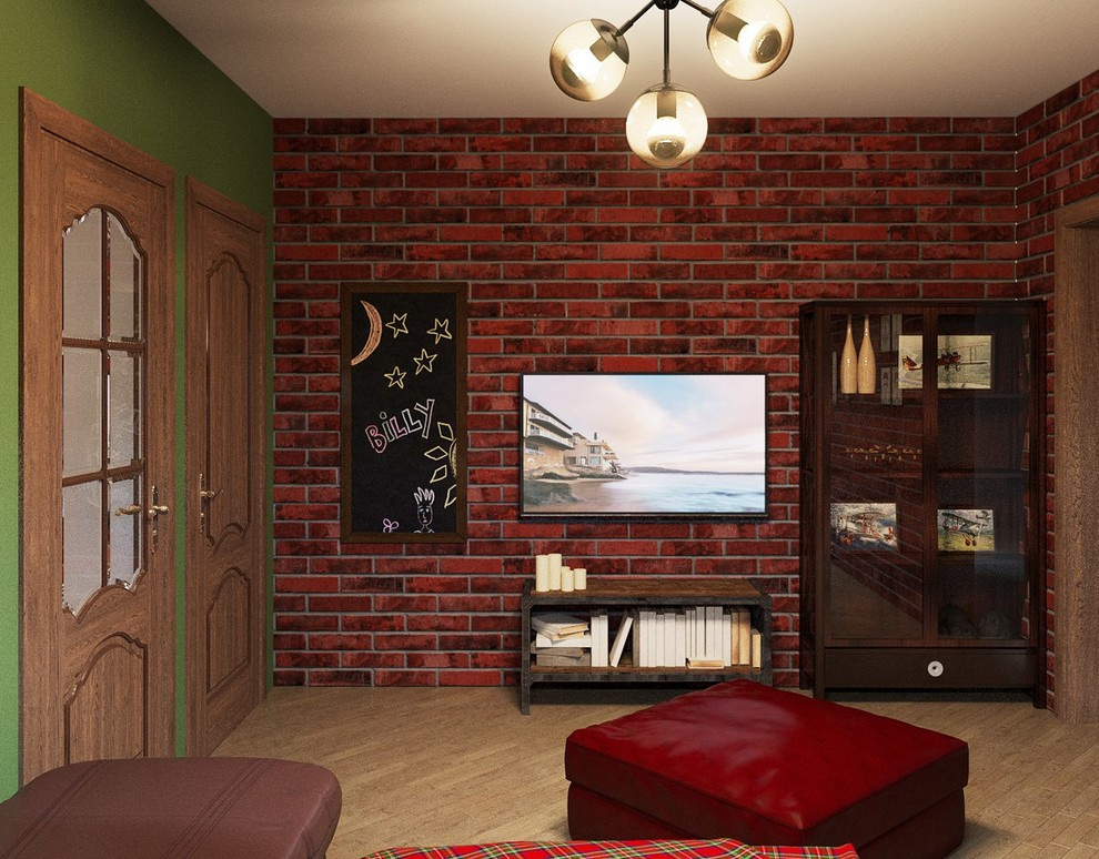 Loft в гостиной с аквариумом и кабинетом