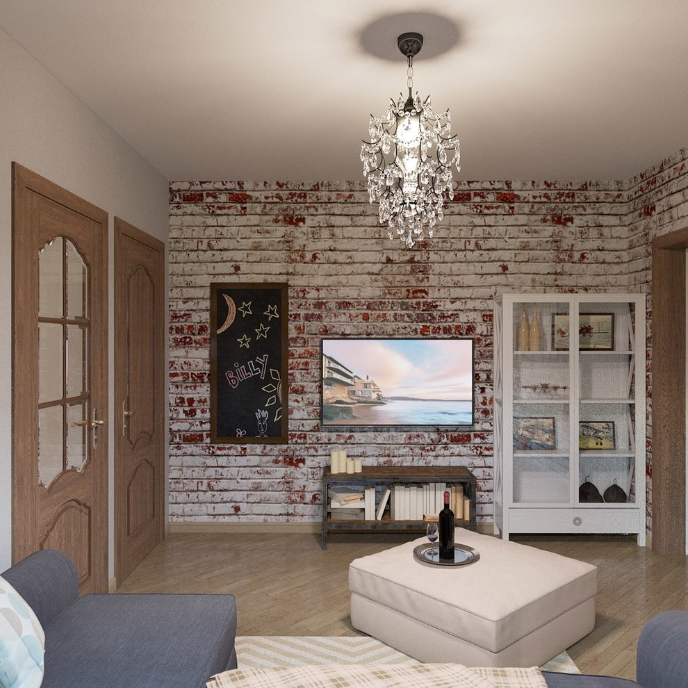 Loft в гостиной с аквариумом и кабинетом