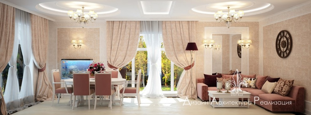 гостиная ДОМ 150 М2 П. ЯБЛОНОВСКИЙ КЛАССИКА