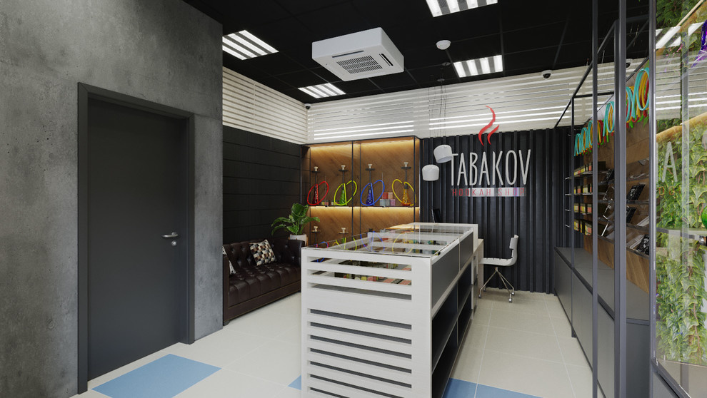 Интерьер магазина "Tabakov hookah shop" в стиле индустриальный лофт