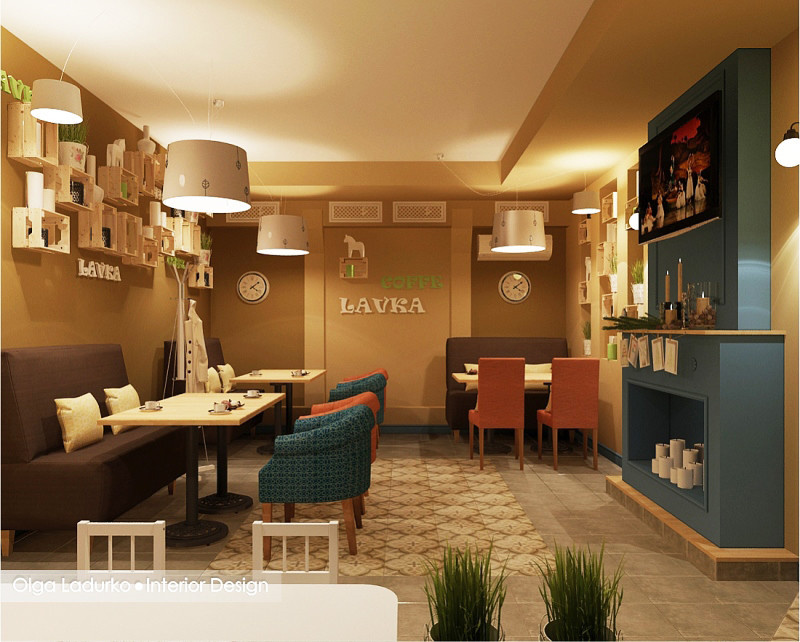 Интерьер кофейни, проект для "Coffee Lavka"