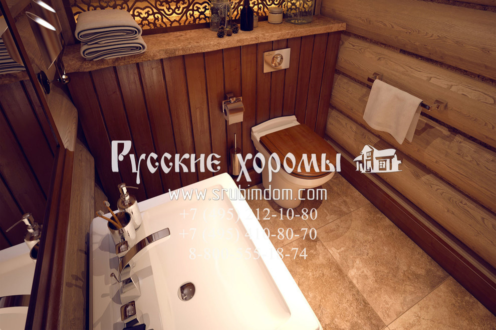 Интерьер санузла в деревянном доме