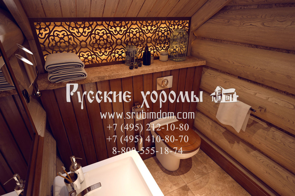 Интерьер санузла в деревянном доме