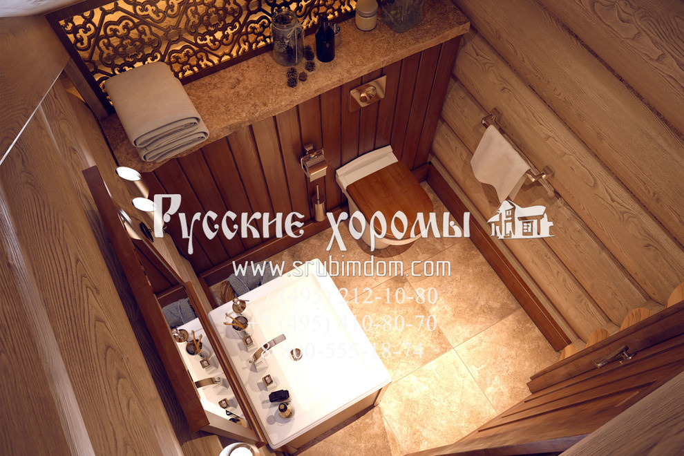 Интерьер санузла в деревянном доме
