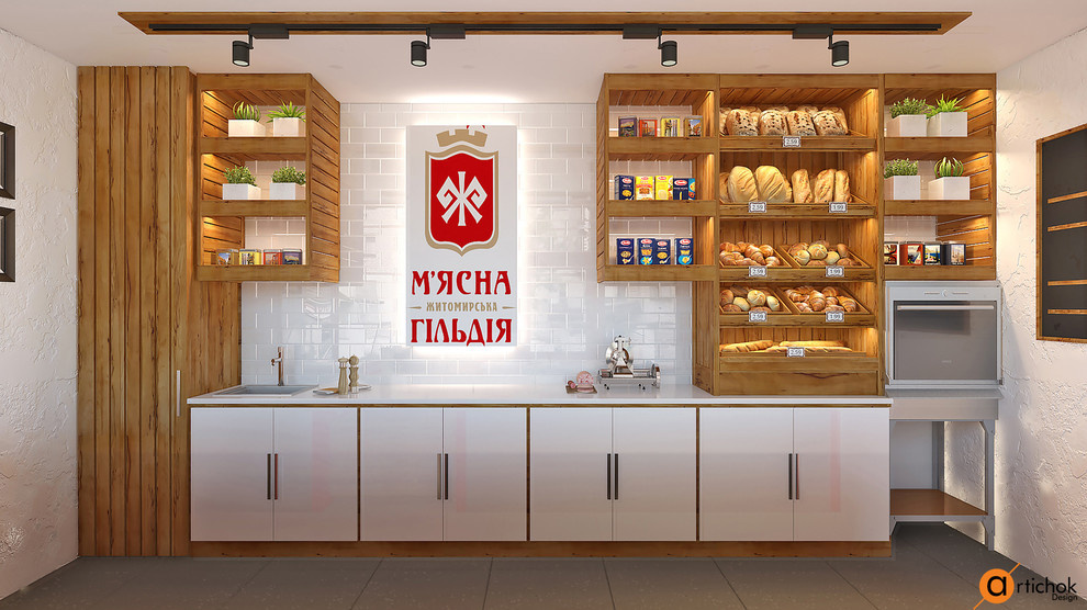 Дизайн интерьера продуктового магазина в стиле лофт