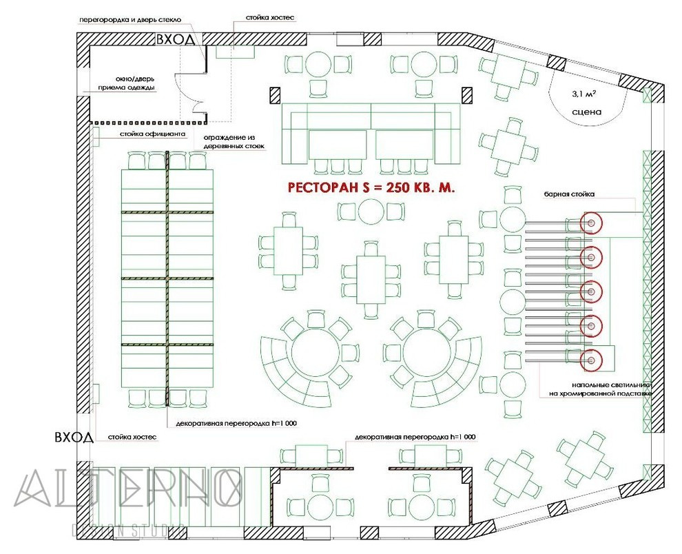 Дизайн-проект ресторана 250 кв. м.